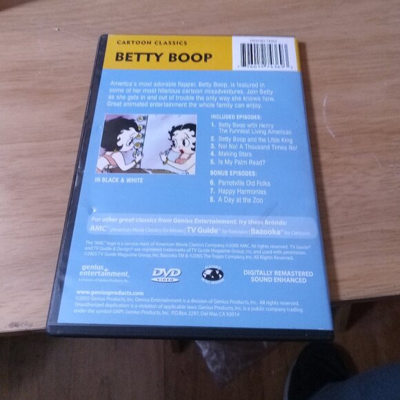 B2G2 Cartoon Classics: Betty Boop Volume 1 5 Episodes + 3 Bonus Episodes DVD - Picture 2 of 2